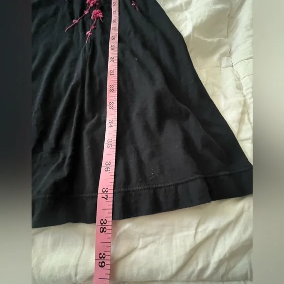 JW Los Angeles floral embroidery black cotton dress size medium - Picture 16 of 16